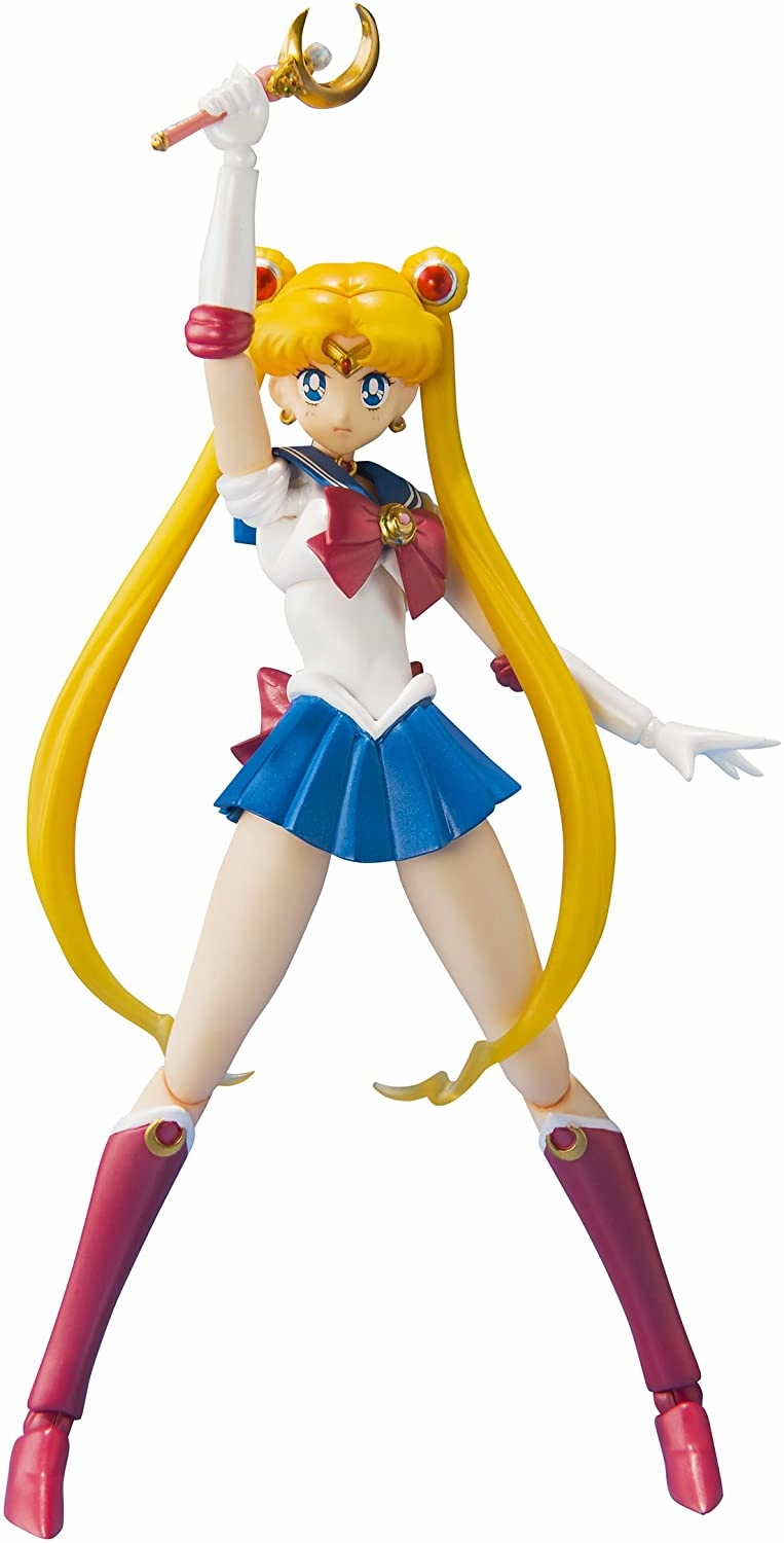 PVC Figure Pilot Model S.H. Figuarts Sailor Moon with Luna Action Figure 1st Edition W/ Bonus Face