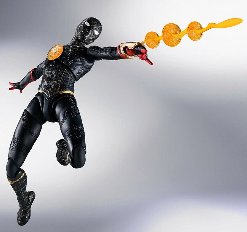 S.H. Figuarts Spiderman No Way Home Spider-Man Black and Gold Suit Action Figure (JP Ver) Diorama Accent