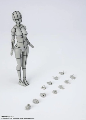Designer Showcase Exquisite Craftsmanship S.H. Figuarts Woman Female Body Chan (Yabuki Kentaro Ver.) Wireframe Gray Color Ver. Action Figure