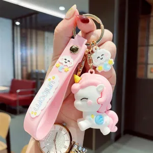 Exhibition Ready Art Merchandise Light Pink Dreamy Unicorn Keychain | Model B | 3D Lanyard Keychain | Silicone | Premium |