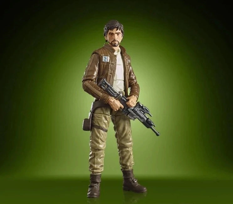 Star Wars Vintage Collection Rogue One Captain Cassian Andor VC130 3.75" Action Figure Themed Background Metallic Finish