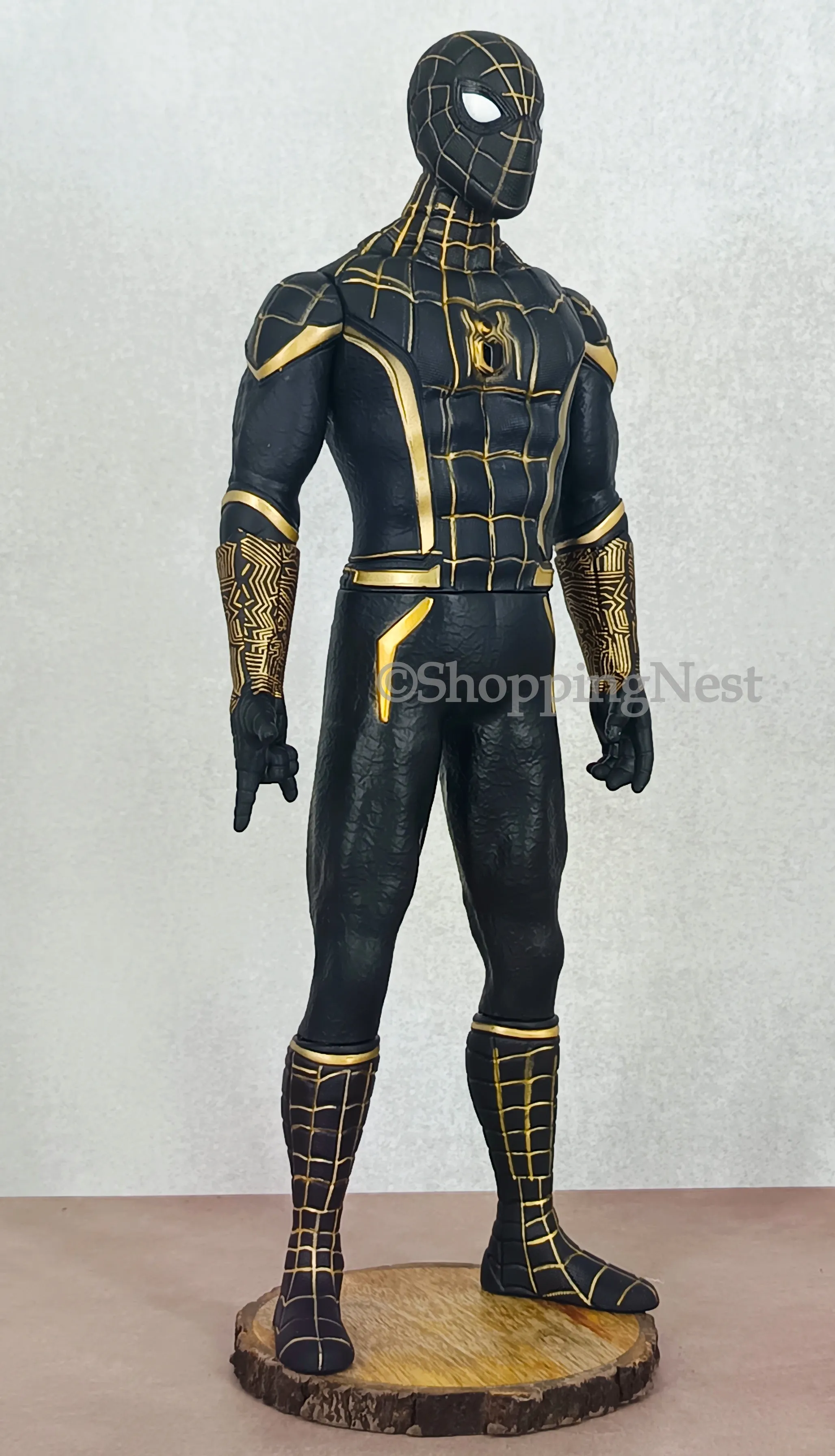 PVC Art Marvel Spider-Man 3: No Way Home Peter Parker Black and Gold Zentai Suit Jumpsuit Halloween.