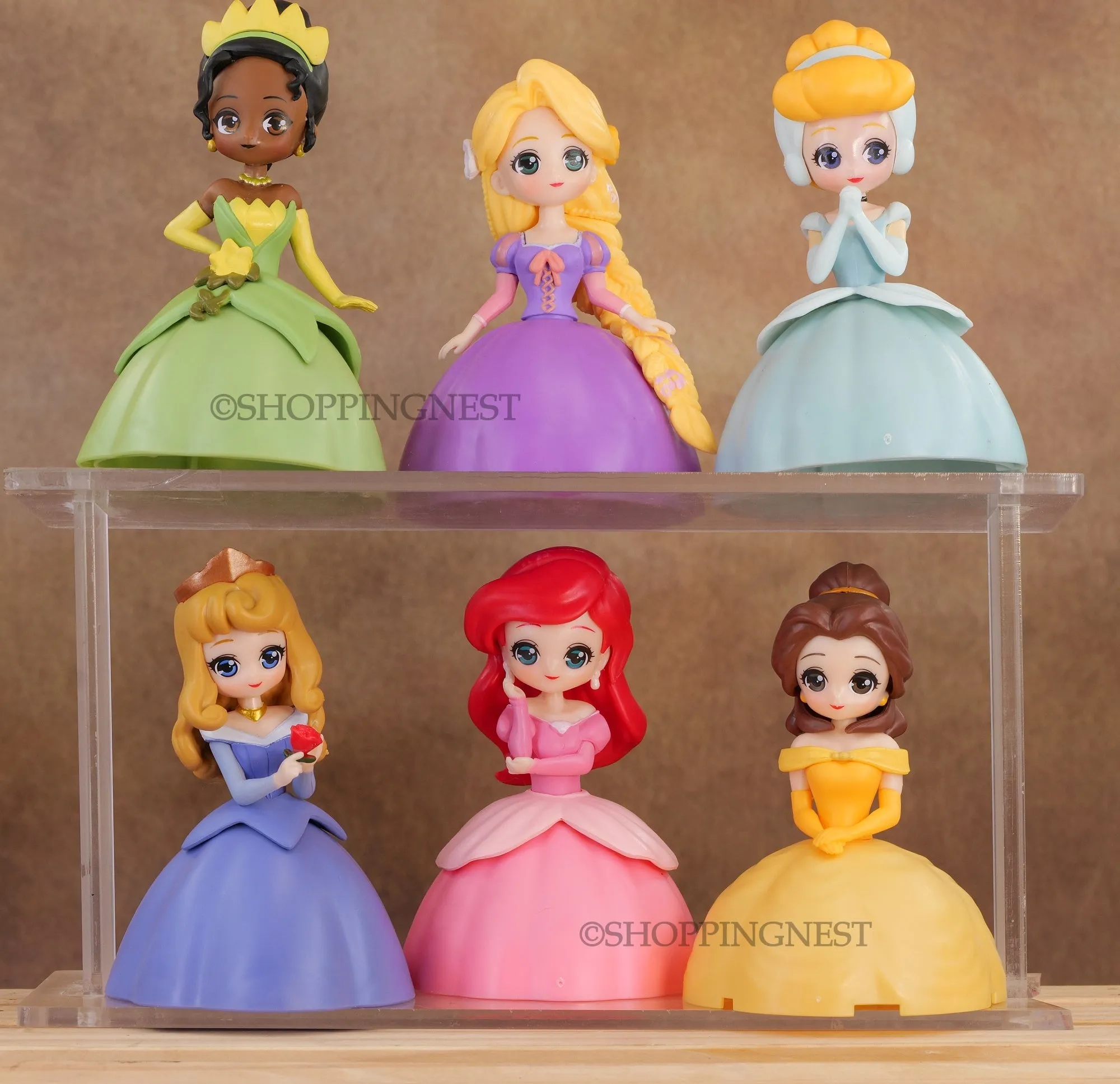 Superhero Product Princess Heroine Doll Figures Ariel Aurora Belle Cinderella Rapunzel Tiana Set of 6 Model Toy Collectibles | 13 Cms |