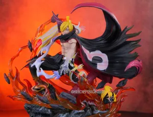 One Piece Gk Wano Country Black Foot Hitomi Sanji Light-Emitting Double-Head Sculpture Scene Model Figure | 35cm | Premium Art Miniature Article